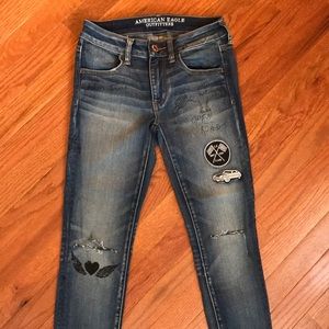 AEO Distressed/Patched Jeans